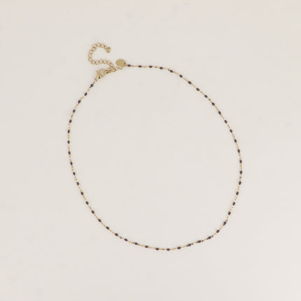 Collier - maille type grain de café plat et aux touches émaillées