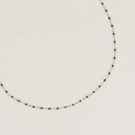 Collier - maille type grain de café plat et aux touches émaillées