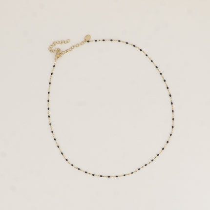 Collier - maille type grain de café plat et aux touches émaillées