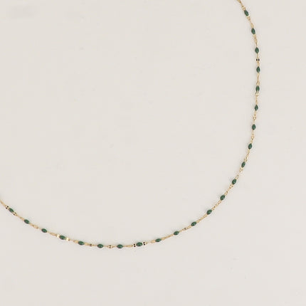 Collier - maille type grain de café plat et aux touches émaillées