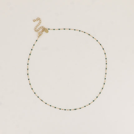 Collier - maille type grain de café plat et aux touches émaillées