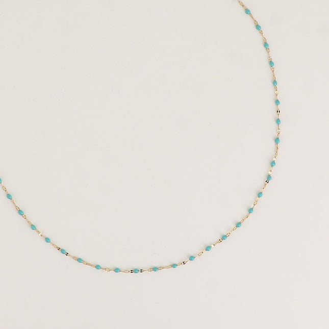 Necklace - flat coffee bean link with enamelled accents