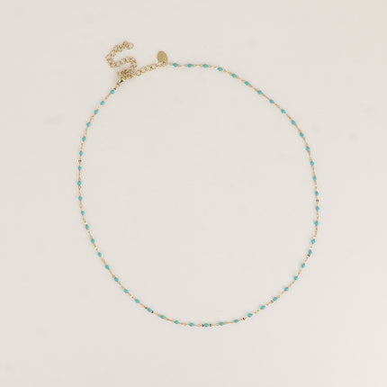 Collier - maille type grain de café plat et aux touches émaillées