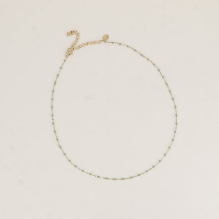 Collier - maille type grain de café plat et aux touches émaillées