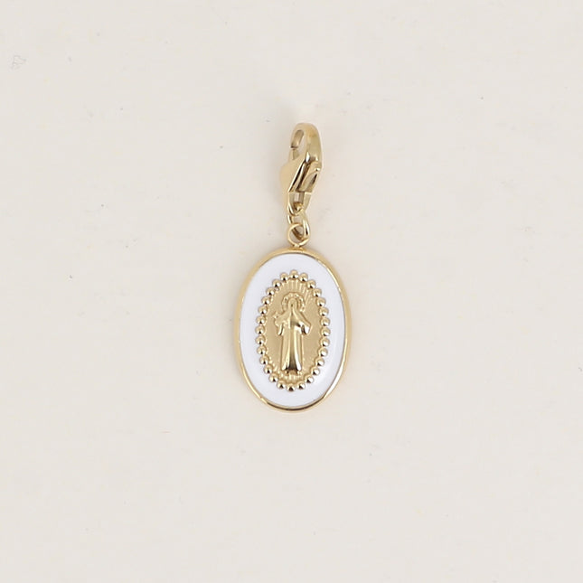 Charm - médaillon ovale, la Madone et émail
