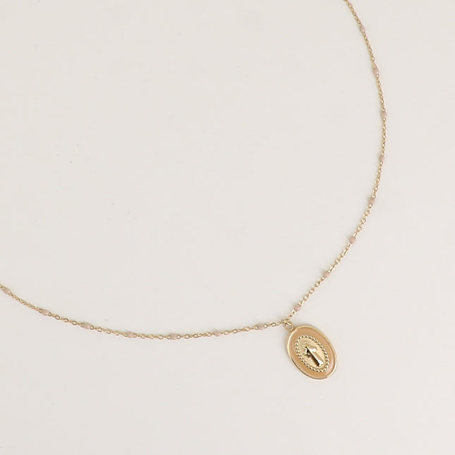 Collier - chaîne émaillée et la Madone en émail