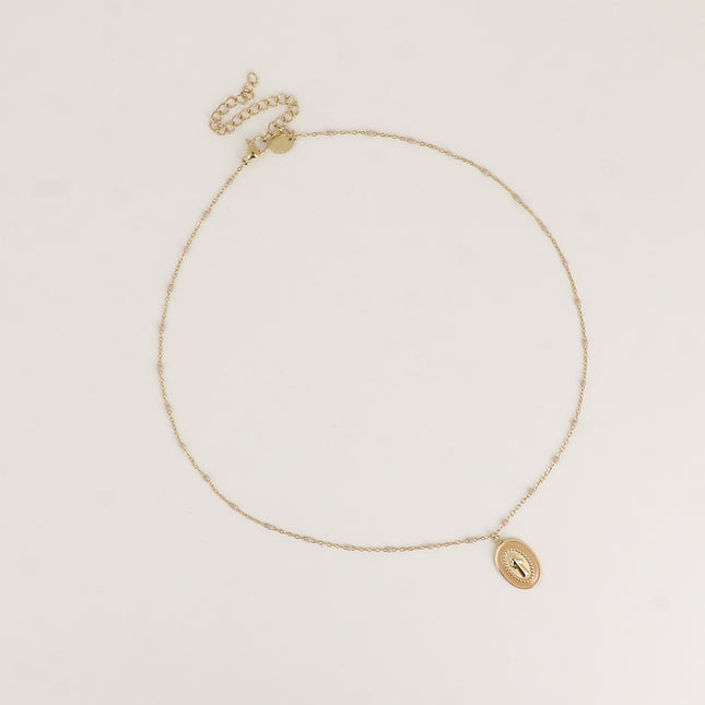Collier - chaîne émaillée et la Madone en émail