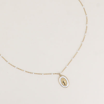 Collier - chaîne émaillée et la Madone en émail