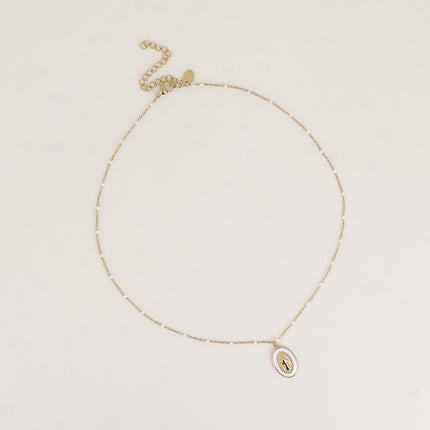 Collier - chaîne émaillée et la Madone en émail