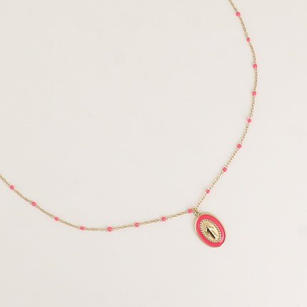 Collier - chaîne émaillée et la Madone en émail