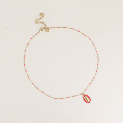 Collier - chaîne émaillée et la Madone en émail