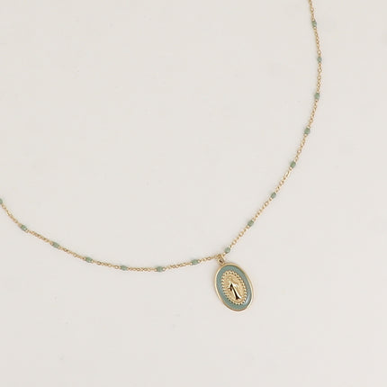 Collier - chaîne émaillée et la Madone en émail
