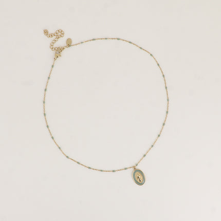 Collier - chaîne émaillée et la Madone en émail
