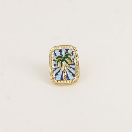 Sunset Pin - Palm Tree on Enamel Background