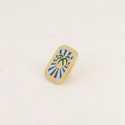 Sunset Pin - Palm Tree on Enamel Background