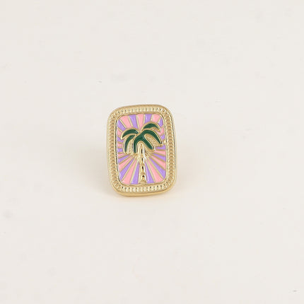 Sunset Pin - Palm Tree on Enamel Background