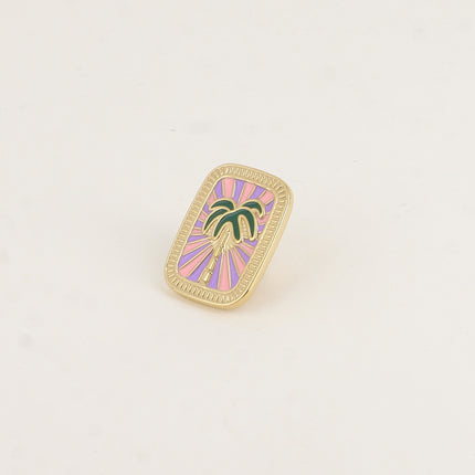 Sunset Pin - Palm Tree on Enamel Background