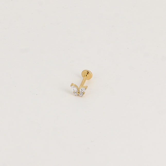 Piercing en titane - papillon en cristal