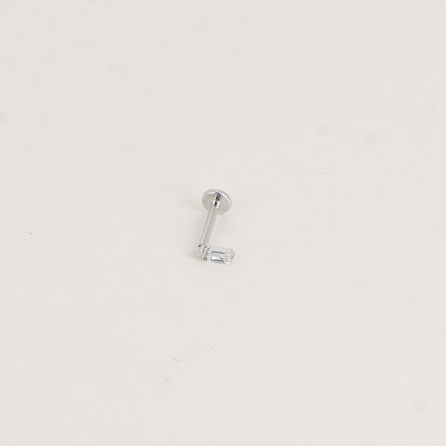 Piercing en titane - rectangle en cristal