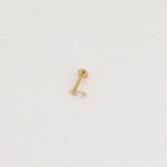 Piercing en titane - rectangle en cristal