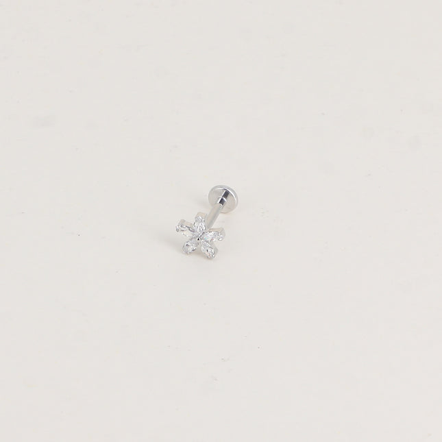 Piercing en titane - fleur en cristal