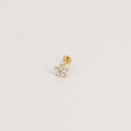 Piercing en titane - fleur en cristal