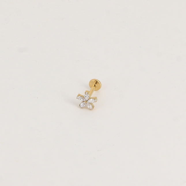 Piercing en titane - fleur en cristal