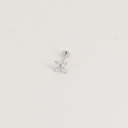 Piercing en titane - fleur en cristal