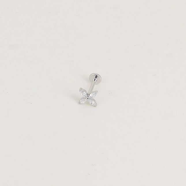 Piercing en titane - fleur en cristal