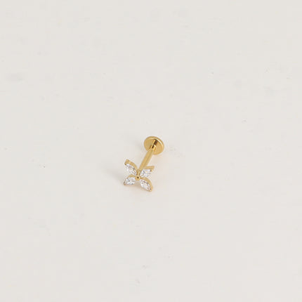 Piercing en titane - fleur en cristal