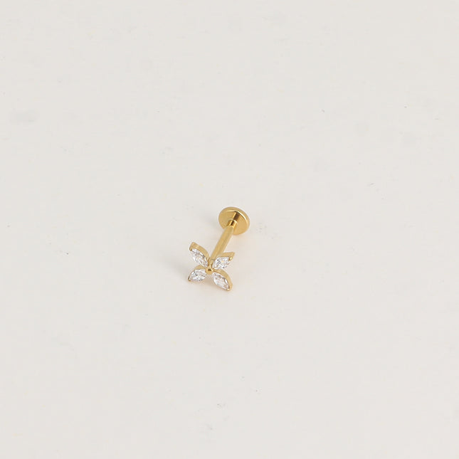 Piercing en titane - fleur en cristal