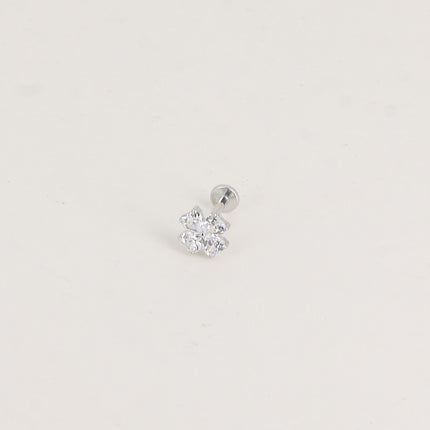 Piercing en titane - trèfle en cristal