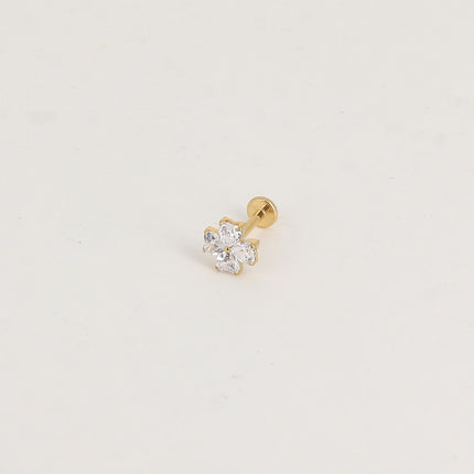 Piercing en titane - trèfle en cristal