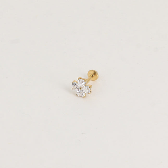 Piercing en titane - trèfle en cristal