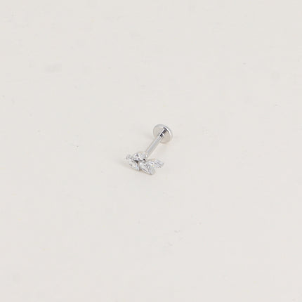 Piercing en titane - laurier en cristal