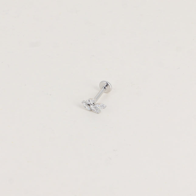 Piercing en titane - laurier en cristal