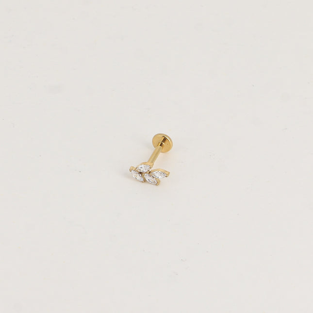 Piercing en titane - laurier en cristal