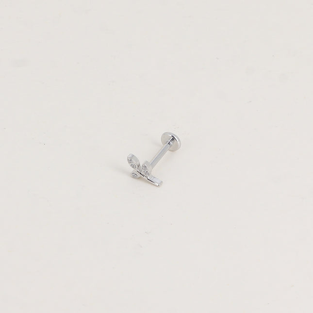 Piercing en titane - brindille en cristal