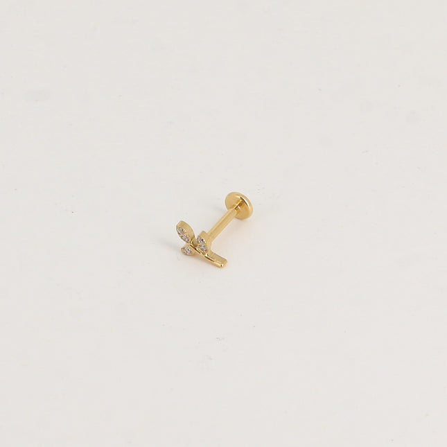 Piercing en titane - brindille en cristal