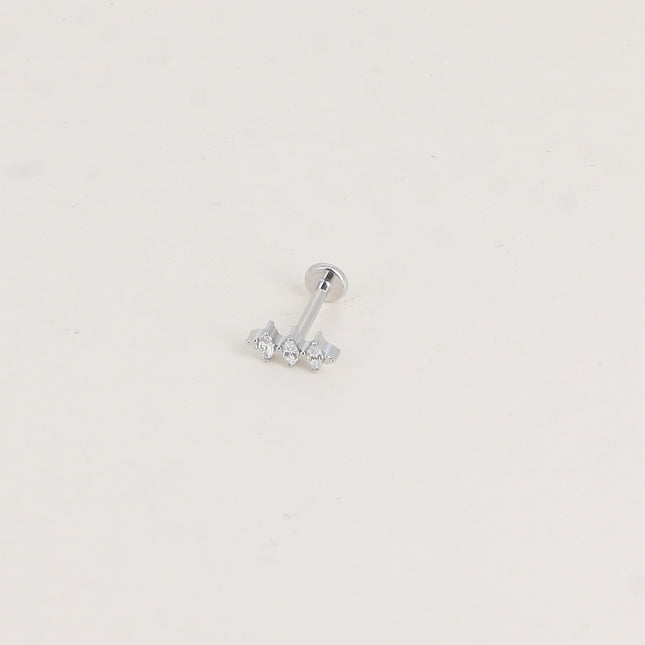 Piercing en titane - 3 ovales en cristal