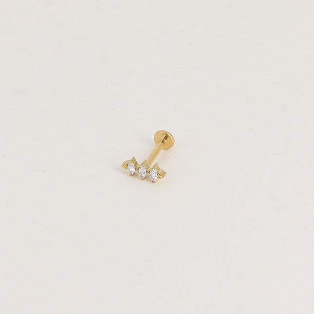 Piercing en titane - 3 ovales en cristal