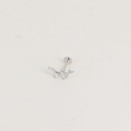 Piercing en titane - brindille de laurier en cristal