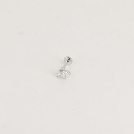 Piercing en titane - feuillage à 3 cristaux et cristal
