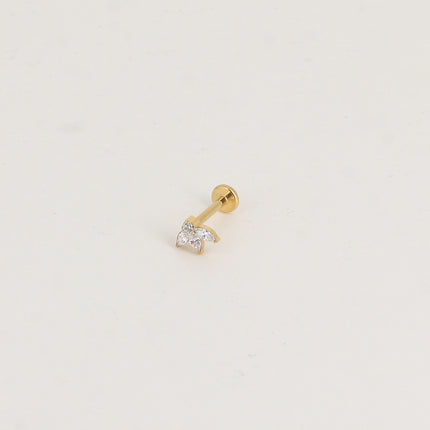 Piercing en titane - feuillage à 3 cristaux et cristal