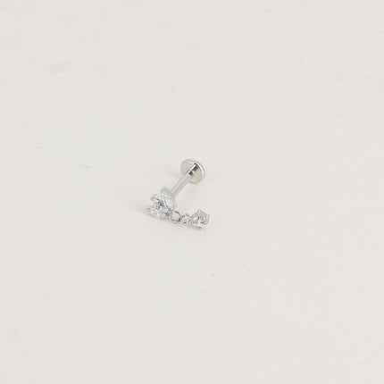 Piercing en titane - feuillage à 3 cristaux et cristal pendant