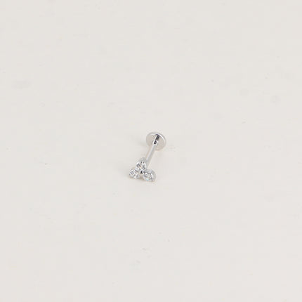 Piercing en titane - trèfle à 3 feuilles en cristal