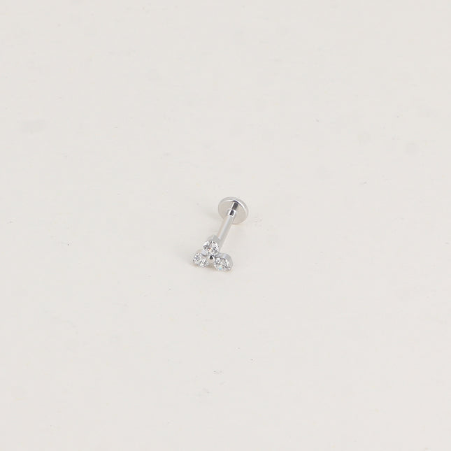 Piercing en titane - trèfle à 3 feuilles en cristal