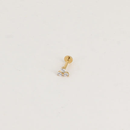 Piercing en titane - trèfle à 3 feuilles en cristal