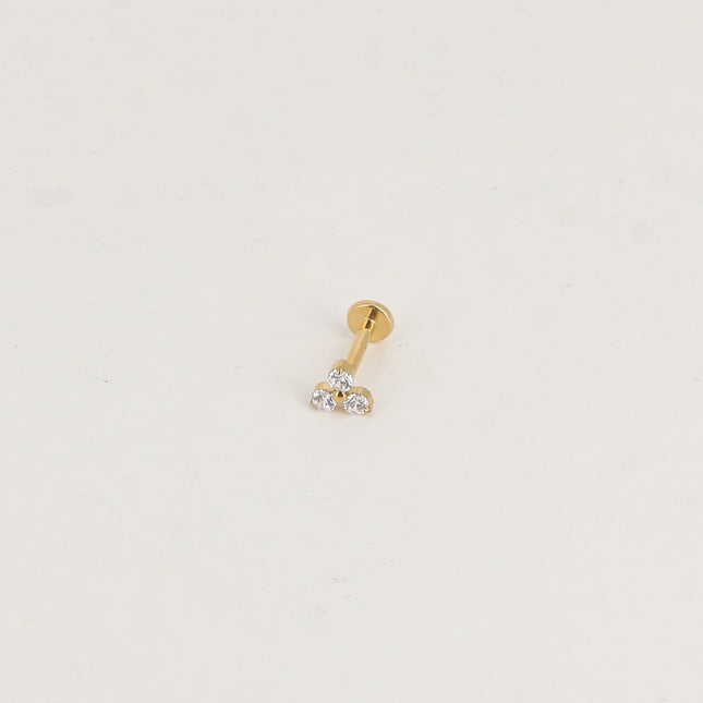 Piercing en titane - trèfle à 3 feuilles en cristal