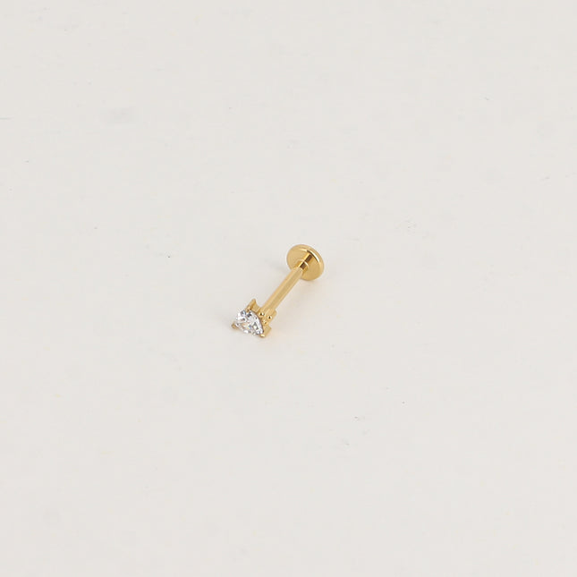Piercing en titane - petit coeur en cristal